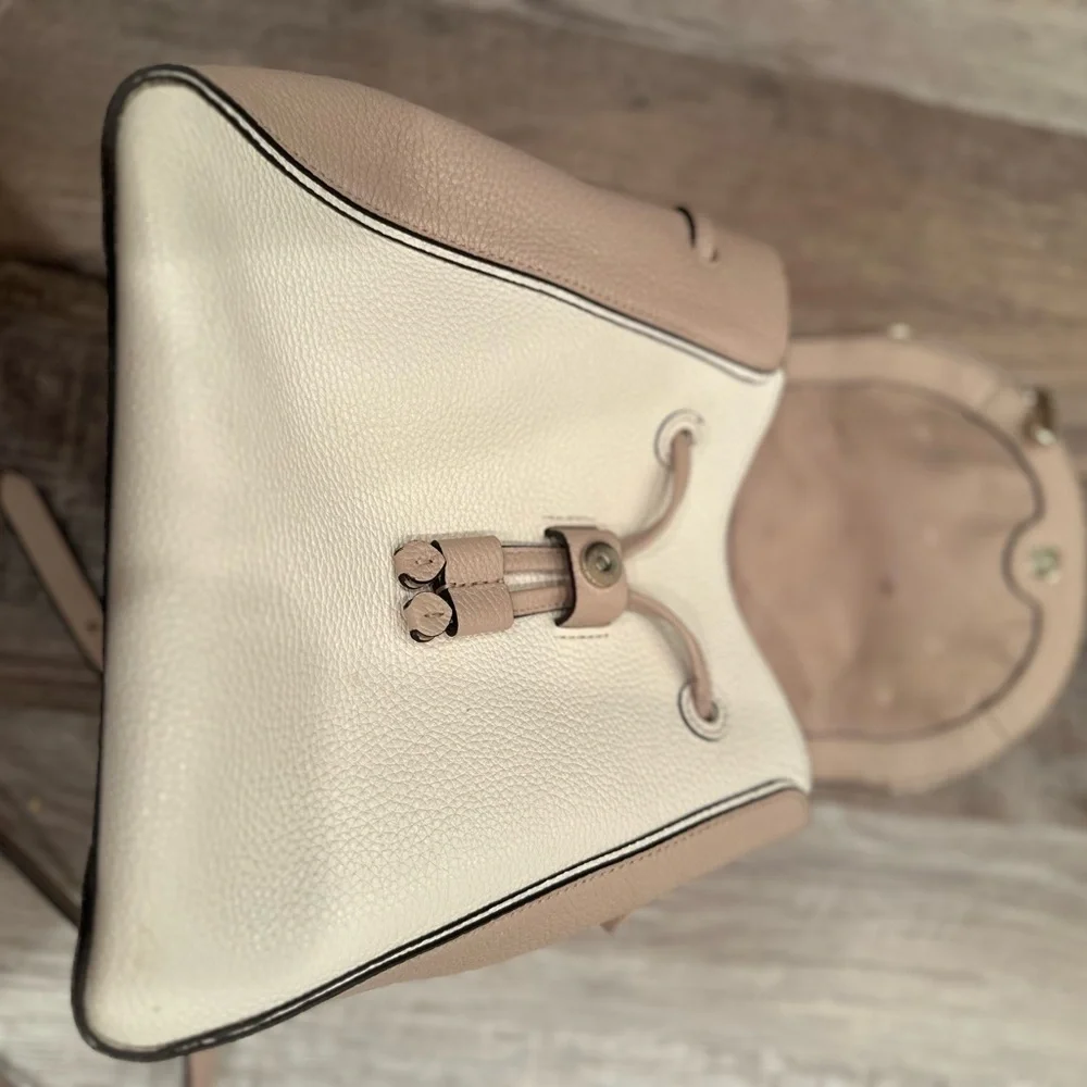 Kate Spade Leila Drawstring Medium Flap Leather Backpack Warm Beige